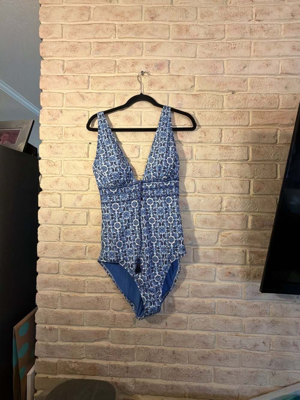 Tommy Bahama Terrazzo Tile Tie Front One-Piece Swimsuit - Palace Blue